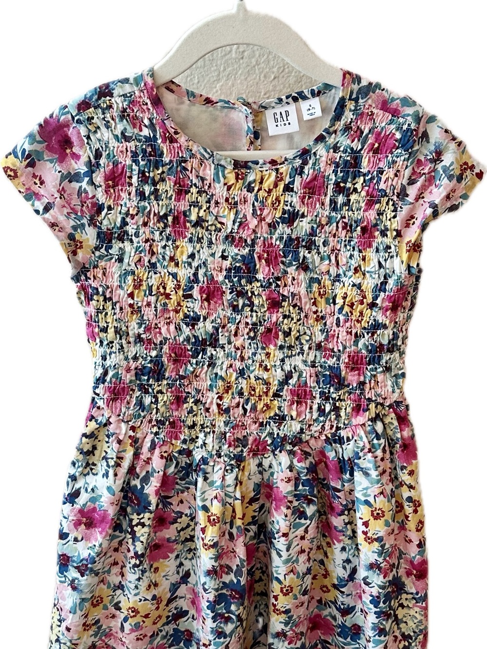 GAP Girls Floral Smocked Dress - Pink, Navy, Yellow